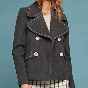 🎉BIG SALE 🎊Adorable Anthropologie Ett:Twa Charcoal Pea Coat jacket. ❄️ 🤩